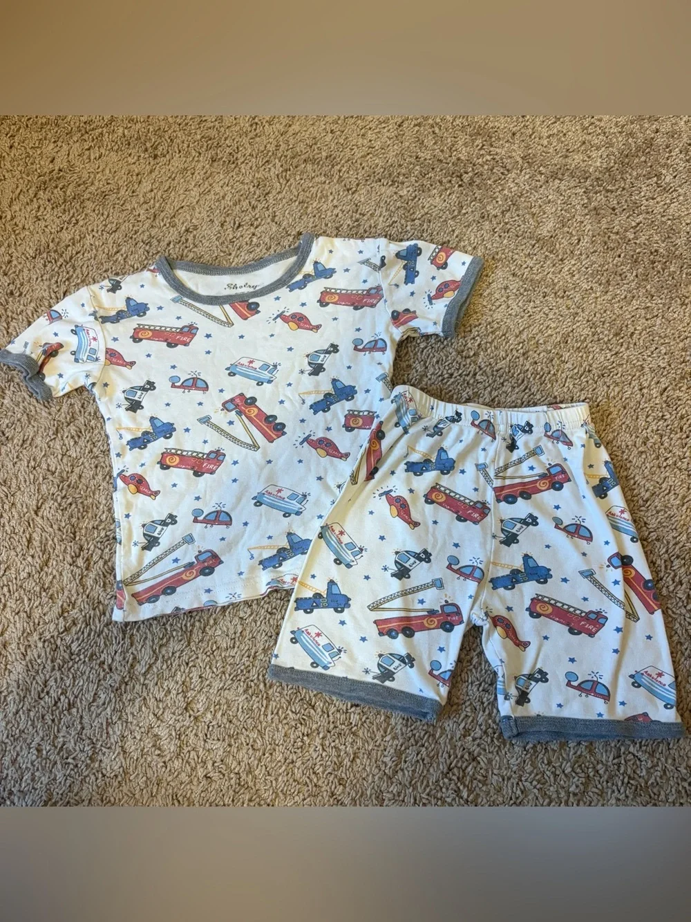 Kids Short Sleeve Pajama set rescue vehicles size 5
